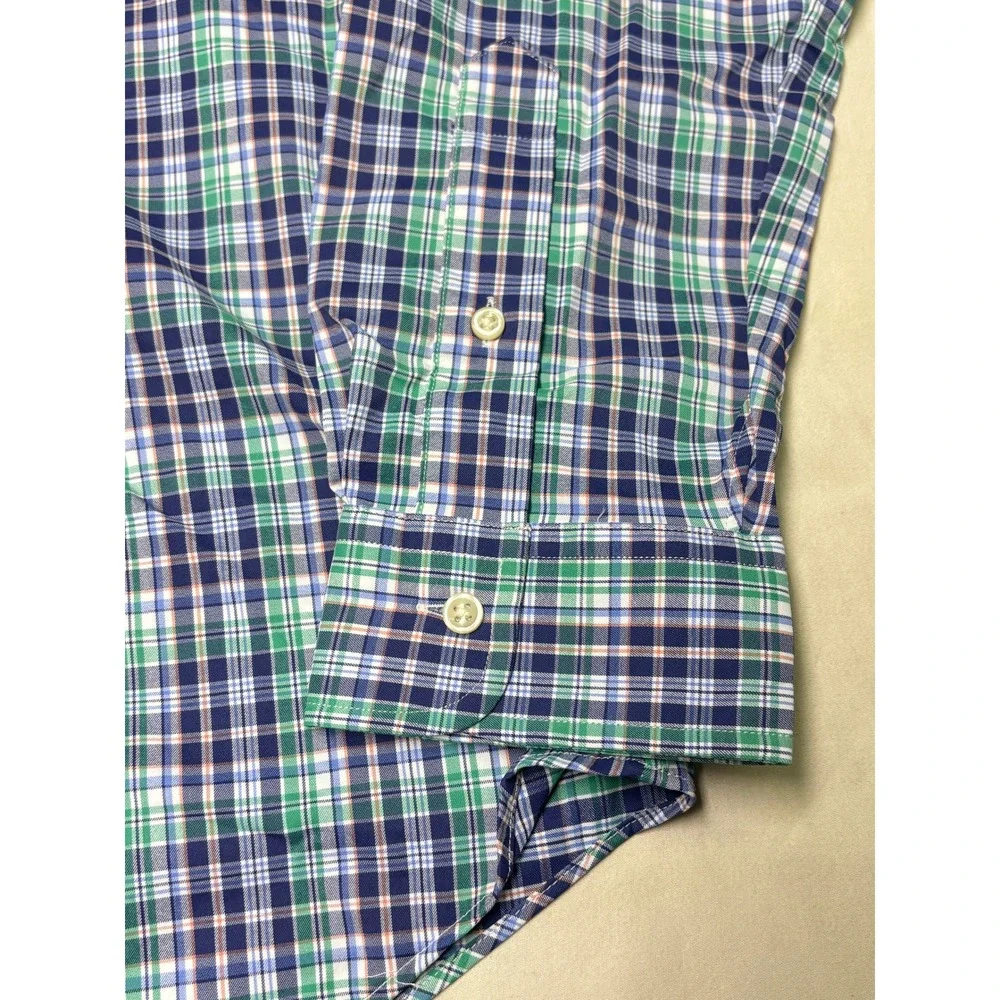 NWT Ralph Lauren Classic Fit Performance Shirt Mens Large Green Navy Plaid